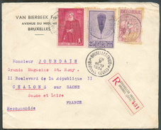 N°302-355-381 - Affranchissement Inusité INDEPENDANCE-PICCARD-CROIX DE LORRAINE à 4Fr.50 (port Exact) Obl. Sc BRUXELLES - Storia Postale