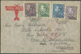 N°430/1-433/4 - Affr. Quadricolore POORTMAN à 18F75 De BRUXELLES 1 Le 13/04/1939 + Cachet Rouge DEUTSCHE LUFTPOST/EUROPA - Briefe U. Dokumente