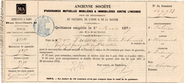 1879 - Quittance D'assurance - Cachet Timbre Fiscal De 10ct - Autres & Non Classés