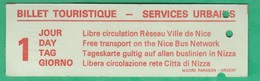 Titre De Transport  - Services Urbains Ville De Nice - Europe