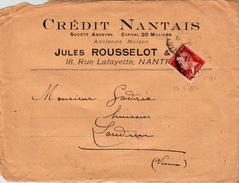 FRANCE DEVANT DE LETTRE NANTES POUR LOUDUN - CREDIT NANTAIS JULES ROUSSELOT - Andere & Zonder Classificatie