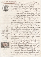 1874-Acte Notarié-Tp Fiscal De Dimension Copies Type "Chiffres" De Oudiné 50c 2/10 Non Dentelé+tp Fiscal 50ct 2/15+timbr - Sonstige & Ohne Zuordnung