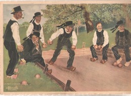 CPSM - FOLKLORE - FRANCE - Illustrateur P. Welcome- En Parcourant La Bretagne :Pont Aven (Finistère) Joueurs De Boules - Welcome P.