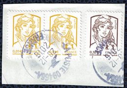 France 2013 Lot 3 Oblitérations Rondes Used Stamps Marianne De Ciappa Et Kawena 2 à 0,01€ Et 1 à 0,10€ - 2013-2018 Marianne (Ciappa-Kawena)