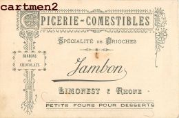 LIMONEST EPICERIE COMESTIBLES " JAMBON " CARTE PUBLICITAIRE 69 - Limonest