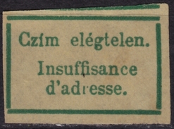 Insuffisance D´adresse / Insufficient Address - Vignette Label - USED - Hungary Hongrie - 1930´s - Machine Labels [ATM]