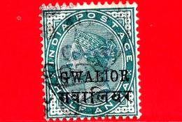 India - GWALIOR - Usato - 1900 - Regina Vittoria - Sovrastampato - ½ - Half - Gwalior