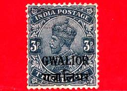 India - GWALIOR - Usato - 1932 - Re George V - Sovrastampato - 3 - Gwalior