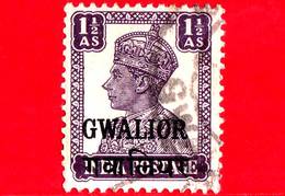India - GWALIOR - Usato - 1949 - Re George VI - 1 ½ - Gwalior