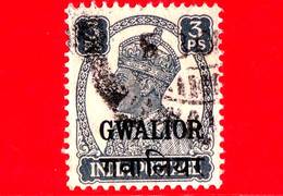 India - GWALIOR - Usato - 1949 - Re George VI - 3 - Gwalior