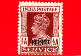 India - GWALIOR - Usato - 1940 - Servizio - Re George VI - ½ - Gwalior