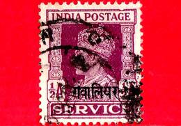 India - GWALIOR - Usato - 1943 - Servizio - Re George VI - ½ - Gwalior