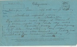 Télégramme De PAU Pyrénées Atlantiques Pour Cachet LA ROCHE Sur YON Vendée 5/3/1882 - Telegraph And Telephone