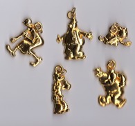 Série Complète POPEYE & OLIVE - 5 Fèves Plates Pendentif Avec Bélière -  Métal OR 1992 - Fabricant MATFER - Tekenfilms