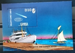 GAMBIE Bateaux, Ship, Paquebot, Comete De HALLEY Yvert BF 30 Surchargé. ** MNH - Ships