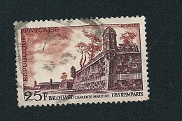 N° 1042 Brouage - Charente-Maritime - Les Remparts Variété Manque De Couleur Dans Le Lettrage France 1955  Oblitéré Rond - Gebraucht