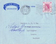 20956. Aerograma HONG KONG  1960 To London - Covers & Documents