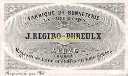 PORSELEINKAART CARTE PORCELAINE J REGIBO DUREULX LEUZE HAINAUT FABRIQUE DE BONNETERIE 9,5 CM X 5,5 CM - Leuze-en-Hainaut