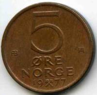 Norvège Norway 5 Ore 1977 KM 415 - Noruega