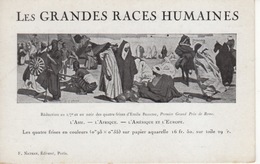 LES GRANDES RACE HUMAINES - L ASIE  AFRIQUE  AMERIQUE ET L EUROPE - 4 FRISES SUR PAPIER AQUARELLE EMILE BEAUME - Histoire