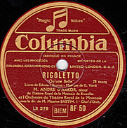 78 T. - 25 Cm - état  B - ANDRE D'ARKOR - RIGOLETTO "Qu'une Belle" "Comme La Plume Au Vent" - 78 T - Disques Pour Gramophone