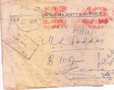 INDIA 1949 METER FRANKING FROM KOLKATA WITH ECONOMY SLIP - VERY VERY RARE AND SCARCE - Storia Postale