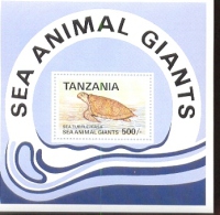 TANZANIA   954  MINT NEVER HINGED SOUVENIR SHEET OF FISH-MARINE LIFE ; TURTLE - Peces