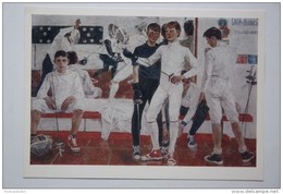 "YOUNG MUSKETRY" By Saikina.  Fencing - Escrime - Fechten.  OLD Postcard 1980 - USSR - Very Rare! - Fencing