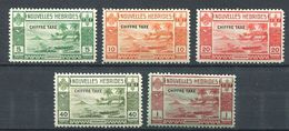 186 NOUVELLES HEBRIDES 1938 - Yvert T 11/15 Surcharge Chiffre Taxe - Paysage Cocotier ... - Neuf ** (MNH) Sans Charniere - Unused Stamps