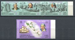 186 NOUVELLES HEBRIDES 1974 - Yvert 394/97 - Cook Wales Hadges Carte - Neuf ** (MNH) Sans Charniere - Unused Stamps