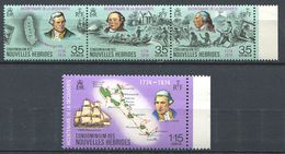 186 NOUVELLES HEBRIDES 1974 - Yvert 394/97 - Cook Wales Hadges Carte - Neuf ** (MNH) Sans Charniere - Nuevos