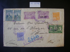 BRAZIL - A-38 NYRBA REDUCED PORT (SOBRETAXADO) LETTER REGISTERED FROM SAO PAULO TO FRANCE IN THE STATE - Covers & Documents