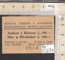 PO6367D# BIGLIETTO FUNIVIA MERANO-AVELENGO - Europa