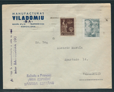 Brief Von Barcelona Nach Valladolid Mit MiNr. 847 Und Zwangszuschlagsmarke Für Barcelona MiNr. 21 Und Stempel - Barcelona