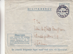 Suède - Lettre Militaire De 1942 ° - Oblitération Stockholm - - Militaire Zegels