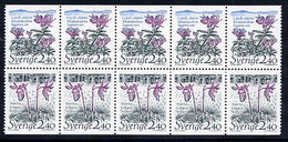 SWEDEN 1989 National Parks: Flowers 2.40 Kr Booklet Pane Of 5 Pairs  MNH / **.  Michel 1566-67 - Ongebruikt