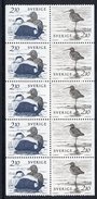 SWEDEN 1986 Waterfowl 2.10 Kr Booklet Pane Of 5 Pairs  MNH / **.  Michel 1376-77 - Unused Stamps