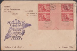 1946-FDC-62 CUBA REPUBLICA (LG-1172) FDC 1946. GABRIEL DE LA CONCEPCION VALDES PLACIDO. POETA POET WRITTER GUTTER PAIR - FDC
