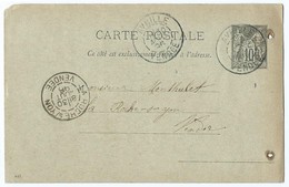 1723 - Entier Postal Carte Postale Sage 1895 Avrillé Pour La Roche Sur Yon Monthulet Cachet Sables D'Olonne - Standard Postcards & Stamped On Demand (before 1995)