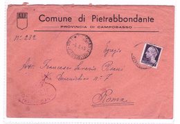 ITALY Lieutenance Busta Dal Comune Di Pietroabbondante 6-3-1945  N° 522 Very Fine Used - Andere & Zonder Classificatie