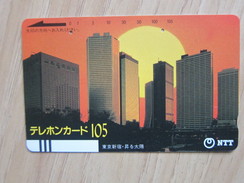 230-015 Building And Sunrise,Barcode In Front,used - Japon