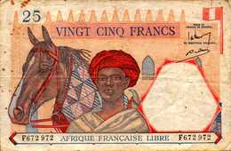 AFRIQUE FRANCAISE LIBRE 25 FRANCS De 1941nd  Pick 7a - Other & Unclassified