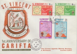 St. VINCENT :1969: Y.254-57 On FDC : CARIFTA,TRADING,COMMERCE,MAP,ISLANDS, - St.Vincent (...-1979)