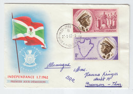 Burundi/Germany COMMERCIALLY USED FDC INDEPENDANCE 1962 - Otros & Sin Clasificación