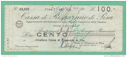 RSI Pisa Assegno 100 Lire 1944 - [10] Assegni E Miniassegni