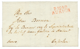 1813 P.124.P AURICH En Rouge Sur Lettre Avec Texte Pour AMSTERDAM. Superbe. - Other & Unclassified