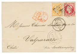 1861 40c(n°16) + 80c(n°17) PICAGE SUSSE Obl. Sur Lettre De PARIS Pour VALPARAISO(CHILI). Combinaison RARE. Super - Otros & Sin Clasificación