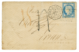 "Timbre De FRANCE Utilisé En INDOCHINE" : 1874 FRANCE 25c CERES(n°60) Obl. Cachet Ambulant ML3 + CORR. D'ARME - Other & Unclassified