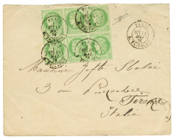 1876 Bloc De 6 Du 5c CERES Obl. PARIS R. TAIBOUT Sur Enveloppe Pour L' ITALIE. Bloc Trés Rare Sur Lettre. TTB. - Autres & Non Classés