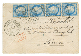 "Tarif PRE-UPU Pour LE SIAM" : 1874 Bande De 4 Du 25c CERES(n°60) Obl. Ambulant EP2° + GARE DE COMPIEGNE Sur Env - Other & Unclassified